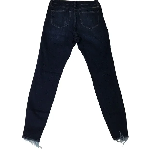 KanCan Jeans Womens‎ Dark Wash High Rise Skinny Jeans Distressed Raw Hem Size 9 - Picture 6 of 8